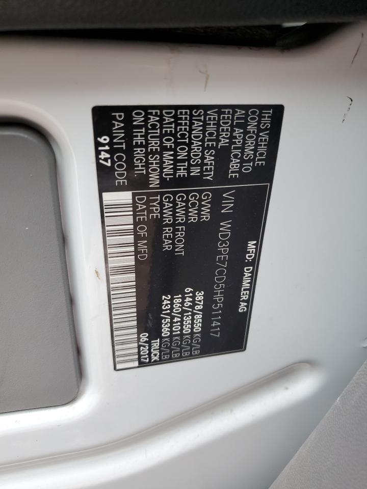 2017 Mercedes-Benz Sprinter 2500 VIN: WD3PE7CD5HP511417 Lot: 71014455
