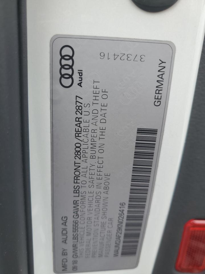 2019 Audi A6 Prestige VIN: WAUM2AF29KN026416 Lot: 70558295