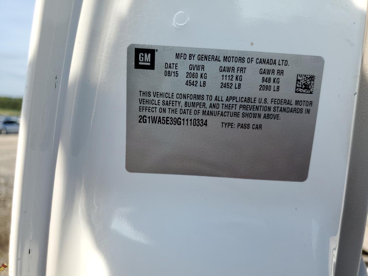 2016 Chevrolet Impala Limited Ls VIN: 2G1WA5E39G1110334 Lot: 68755235