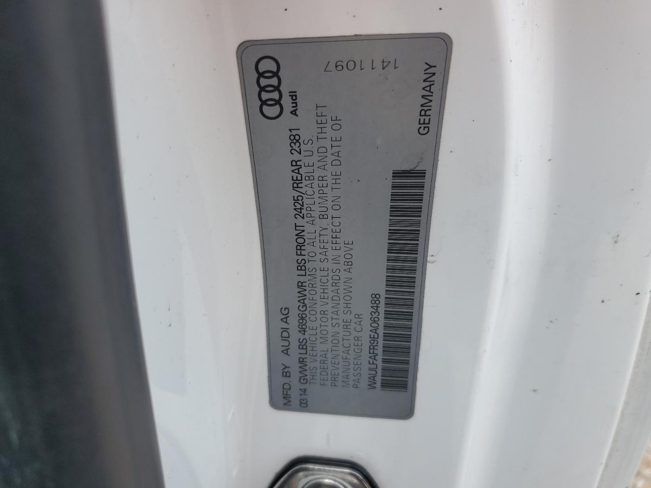 2014 Audi A5 Premium Plus VIN: WAULFAFR9EA063488 Lot: 69812445