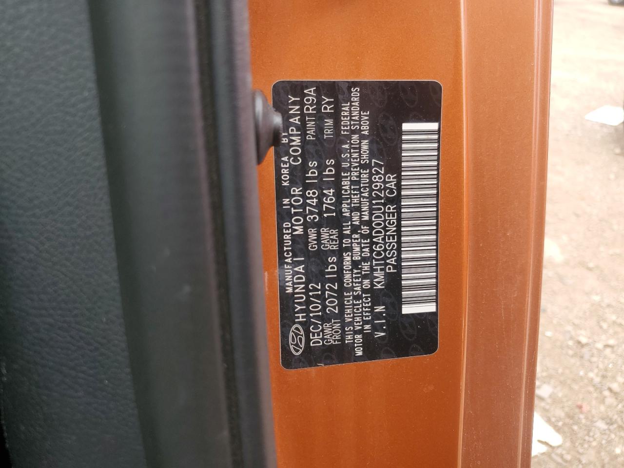 2013 Hyundai Veloster VIN: KMHTC6AD0DU129827 Lot: 67992545