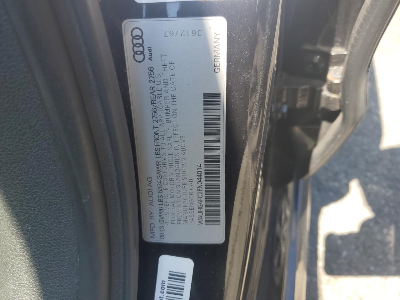 2014 Audi A6 Prestige VIN: WAUHGAFC2EN044014 Lot: 68198955