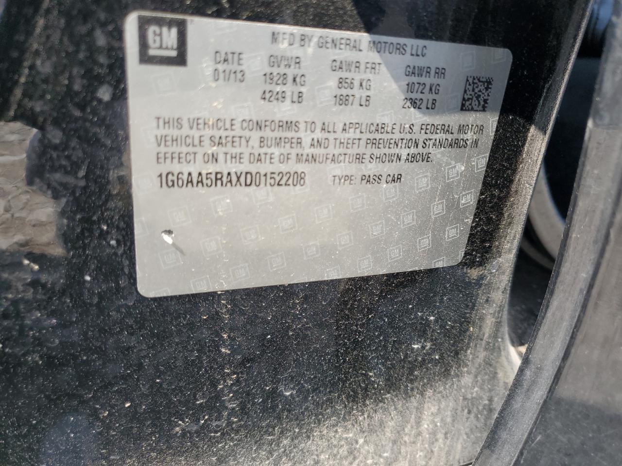 2013 Cadillac Ats VIN: 1G6AA5RAXD0152208 Lot: 68545465