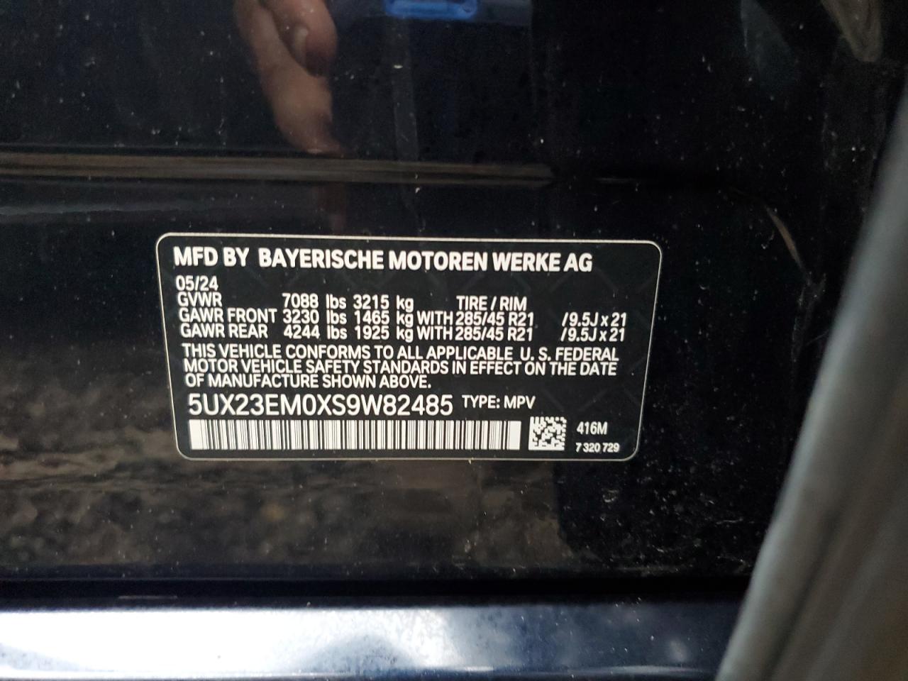 2025 BMW X7 xDrive40I VIN: 5UX23EM0XS9W82485 Lot: 69141435