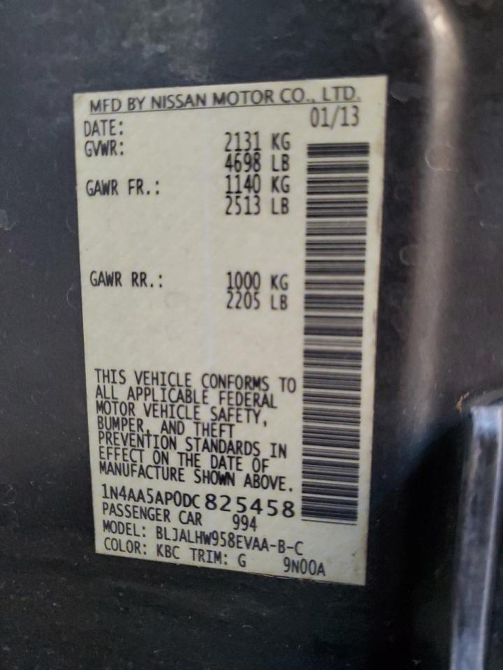 2013 Nissan Maxima S VIN: 1N4AA5AP0DC825458 Lot: 69411985