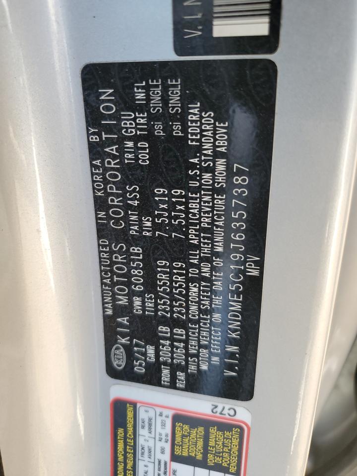 2018 Kia Sedona Sxl VIN: KNDME5C19J6357387 Lot: 68812375