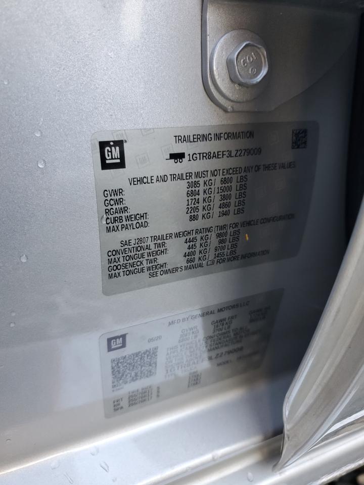 2020 GMC Sierra C1500 VIN: 1GTR8AEF3LZ279009 Lot: 70597545