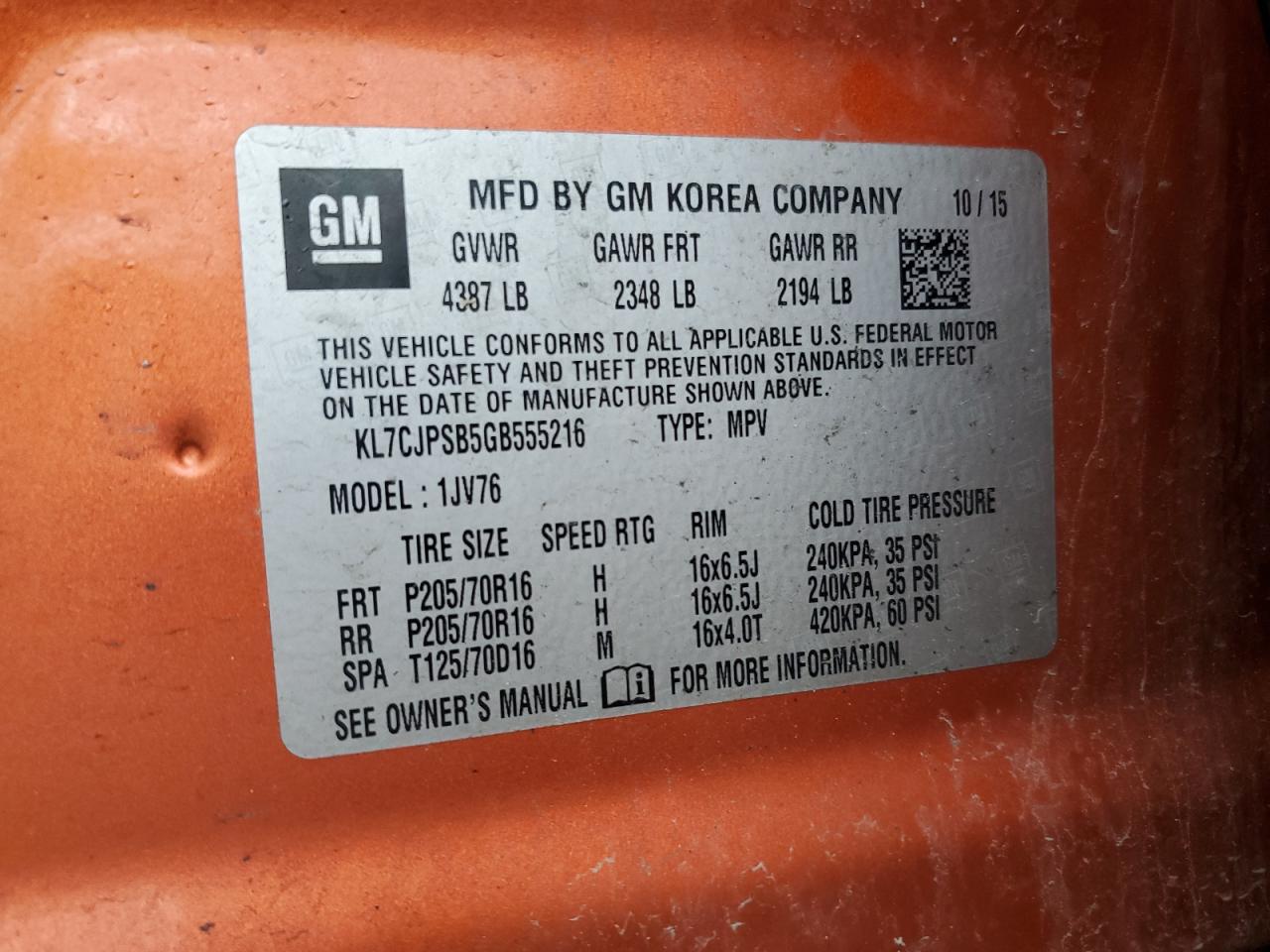 2016 Chevrolet Trax 1Lt VIN: KL7CJPSB5GB555216 Lot: 68971765