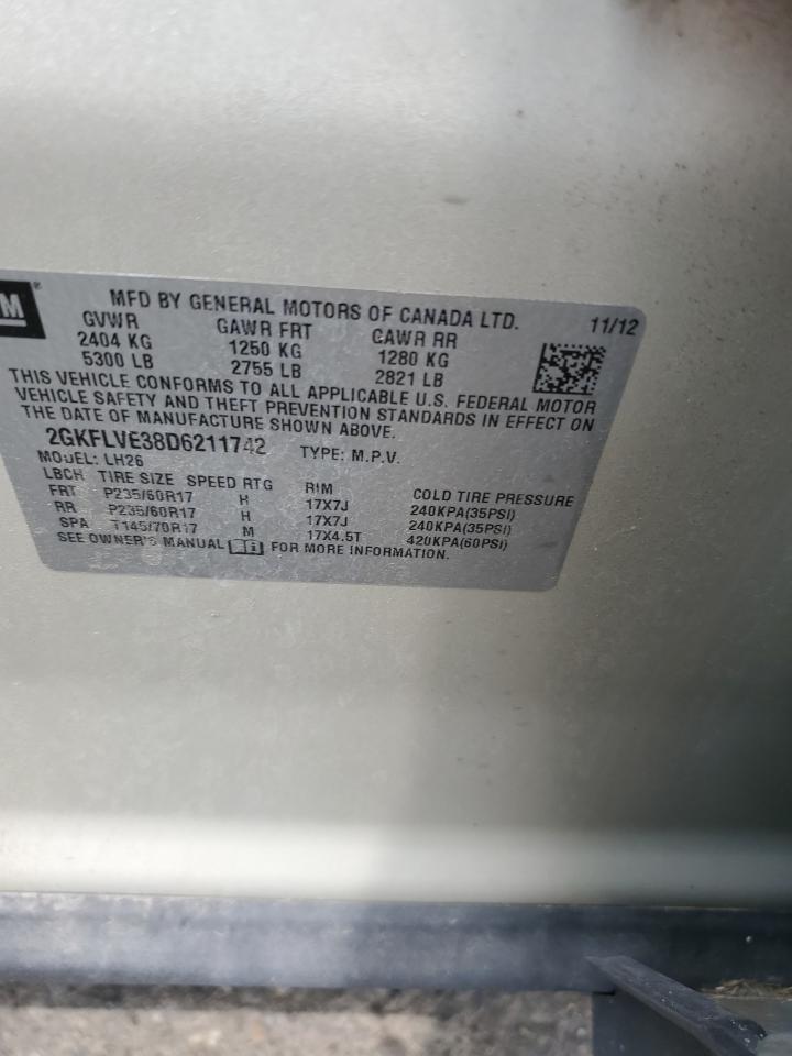 2013 GMC Terrain Slt VIN: 2GKFLVE38D6211742 Lot: 68570595