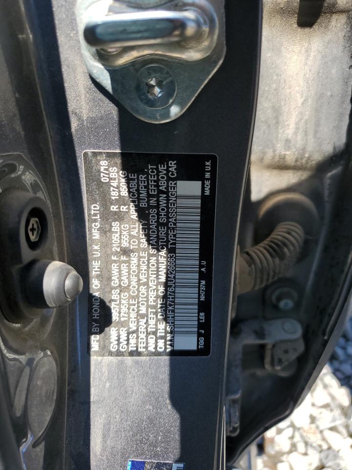 2018 Honda Civic Exl VIN: SHHFK7H76JU426663 Lot: 70134245