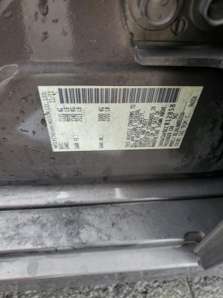 2012 Nissan Maxima S VIN: 1N4AA5AP8CC812858 Lot: 68862635