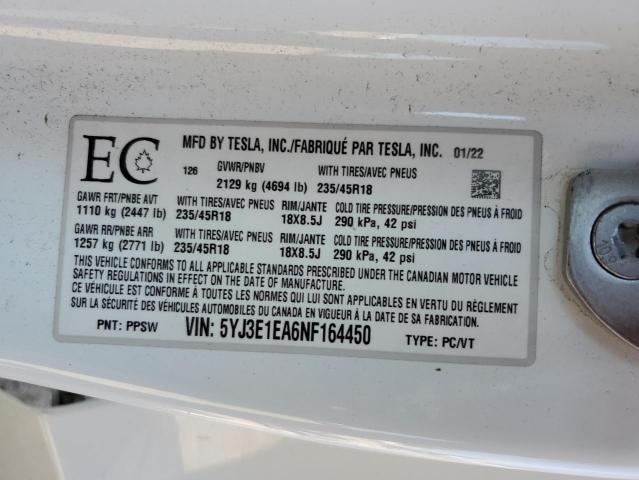 2022 TESLA MODEL 3   
