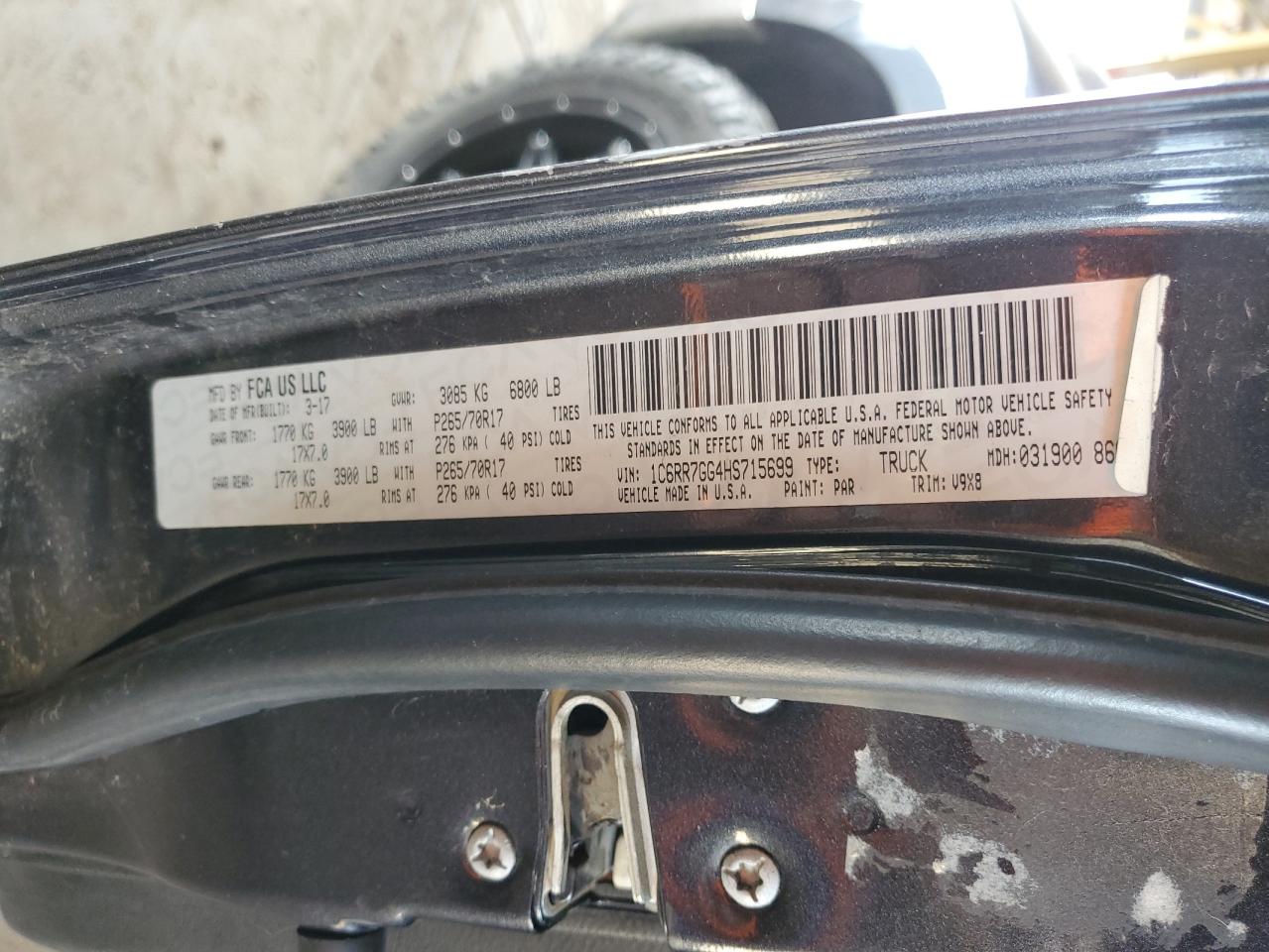 2017 Ram 1500 Slt VIN: 1C6RR7GG4HS715699 Lot: 69517835