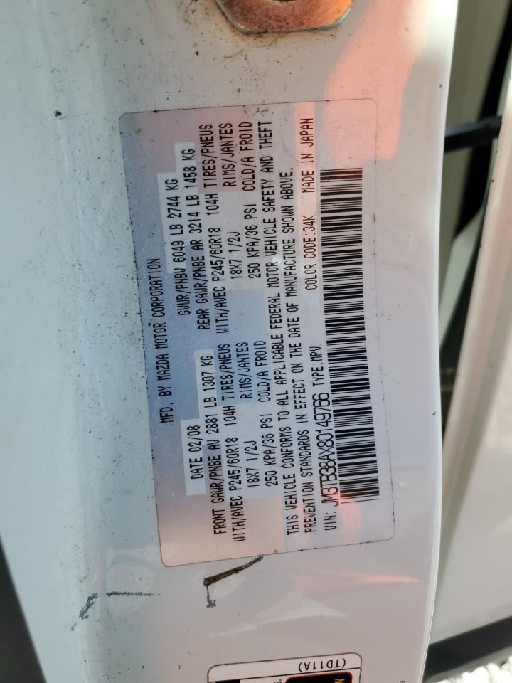 2008 Mazda Cx-9 VIN: JM3TB38AX80149766 Lot: 69756505