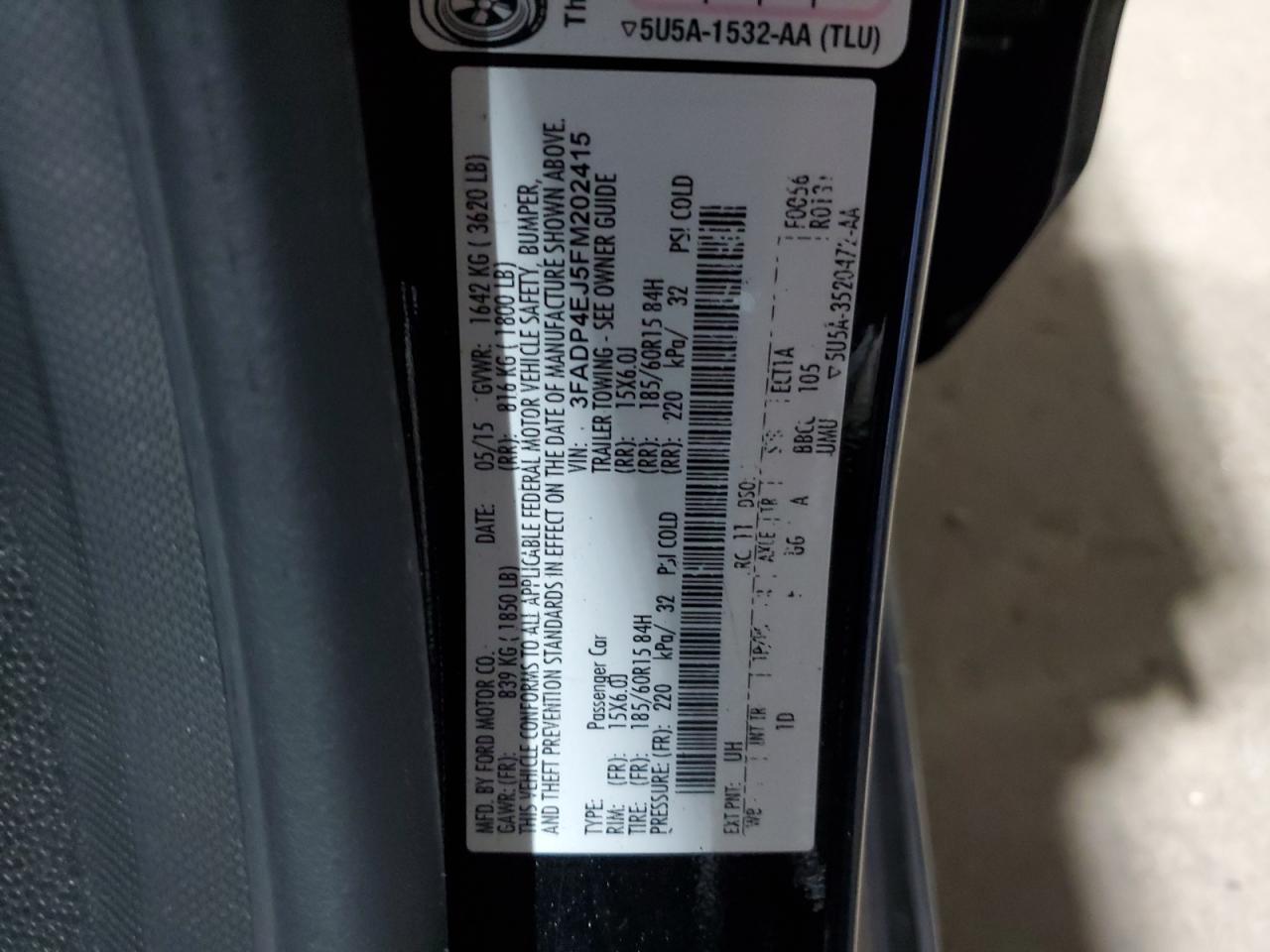 2015 Ford Fiesta Se VIN: 3FADP4EJ5FM202415 Lot: 70375135