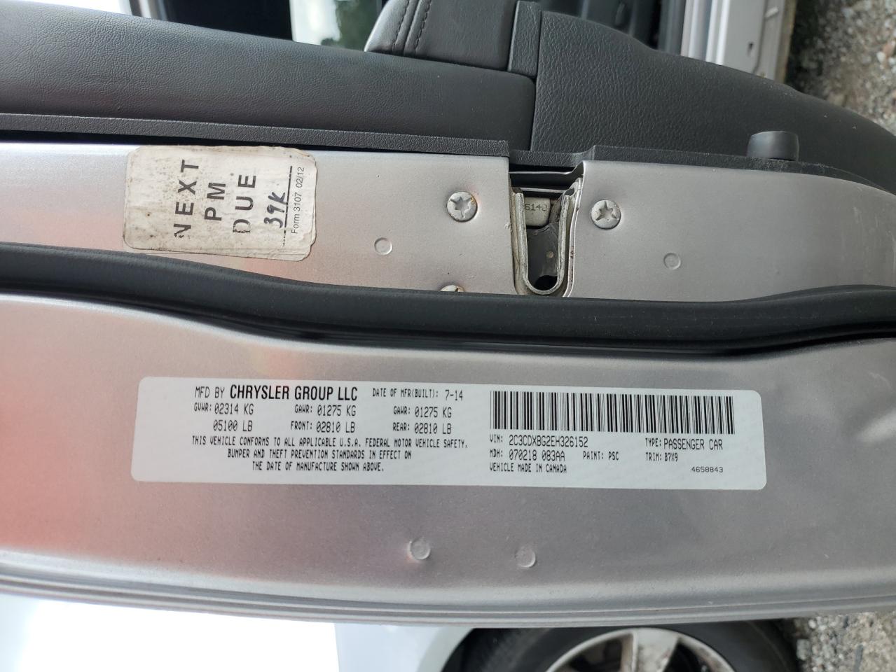 2014 Dodge Charger Se VIN: 2C3CDXBG2EH326152 Lot: 69000635