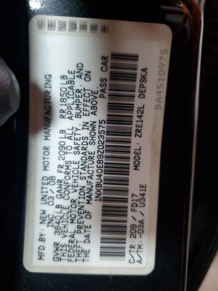 2009 Toyota Corolla Base VIN: 1NXBU40E89Z023575 Lot: 68864605