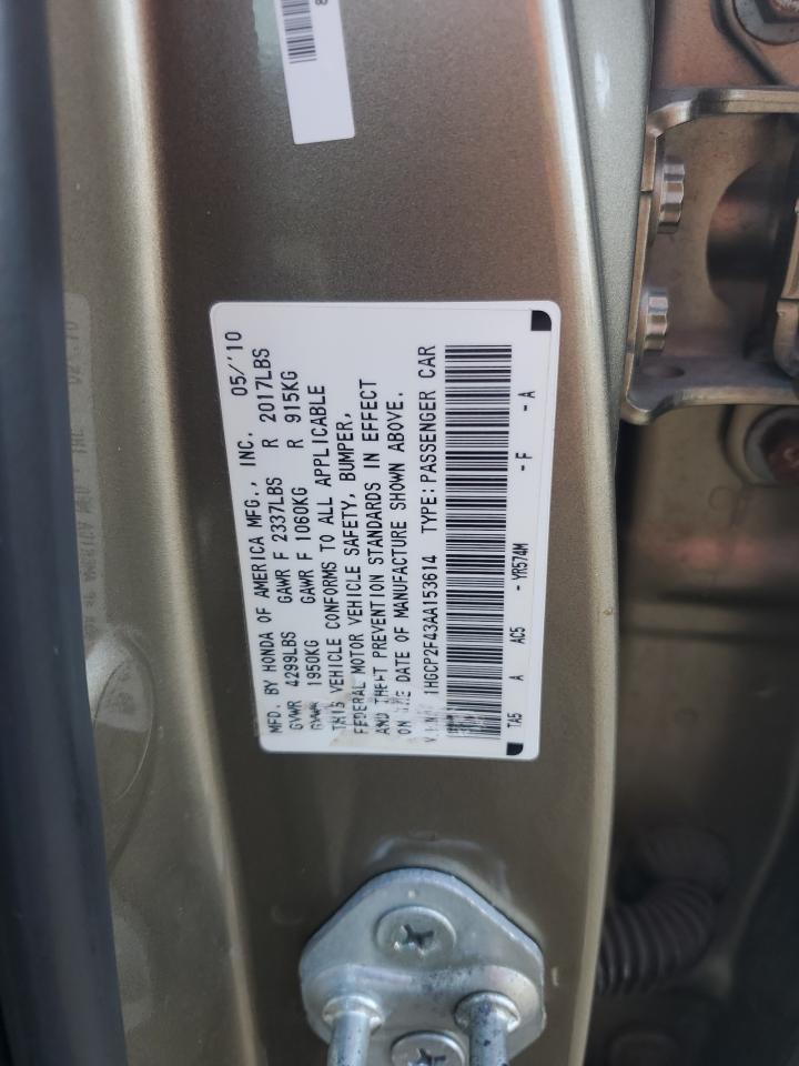 2010 Honda Accord Lxp VIN: 1HGCP2F35AA153614 Lot: 68635315