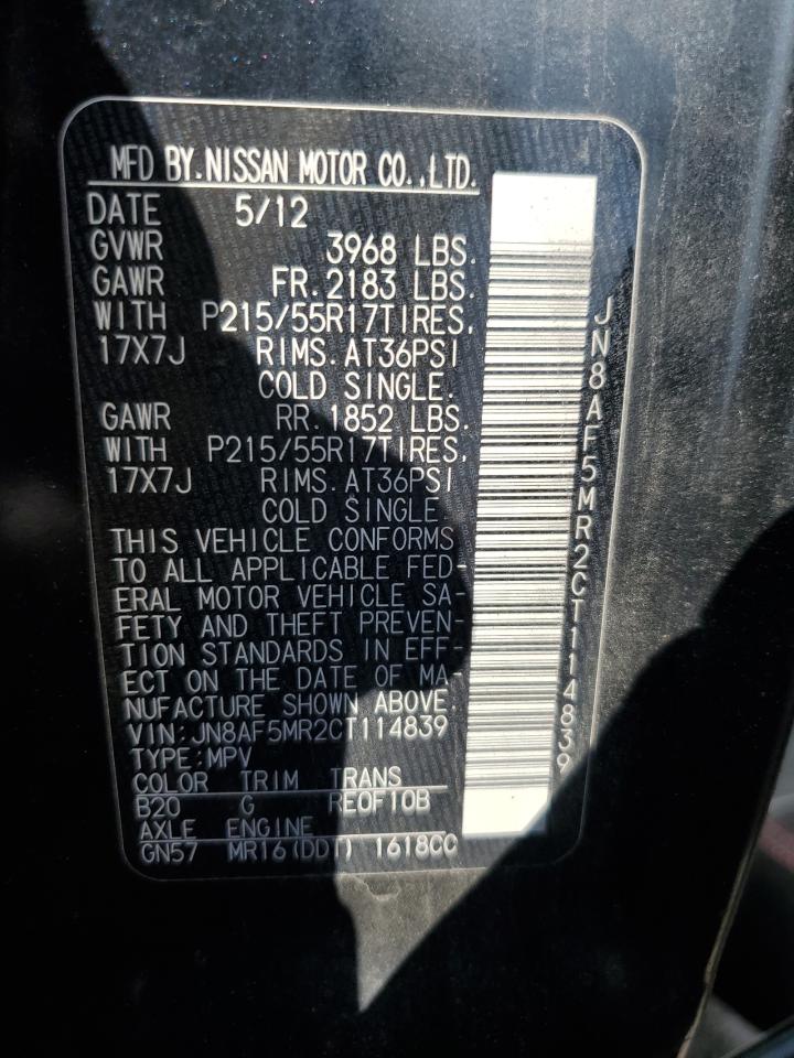 2012 Nissan Juke S VIN: JN8AF5MR2CT114839 Lot: 69655765