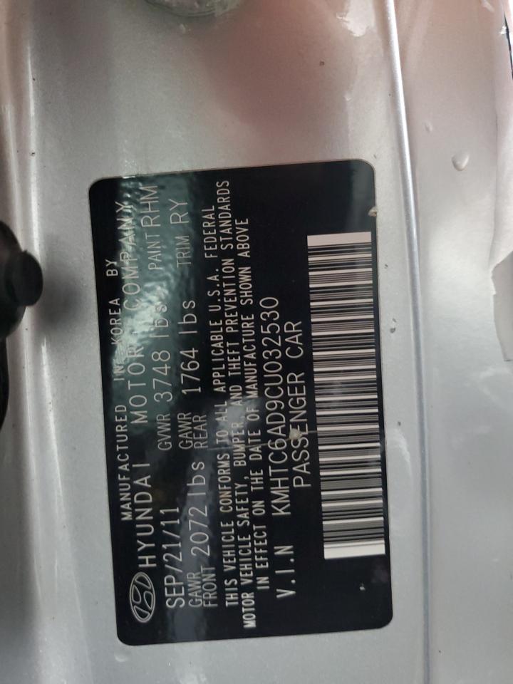 2012 Hyundai Veloster VIN: KMHTC6AD9CU032530 Lot: 67618715