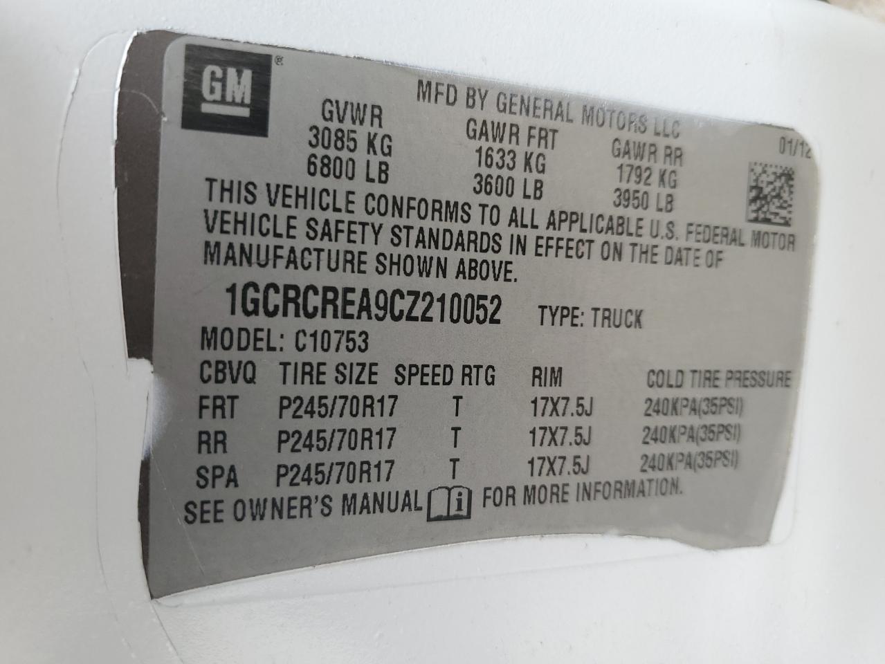 2012 Chevrolet Silverado C1500 Ls VIN: 1GCRCREA9CZ210052 Lot: 66698675