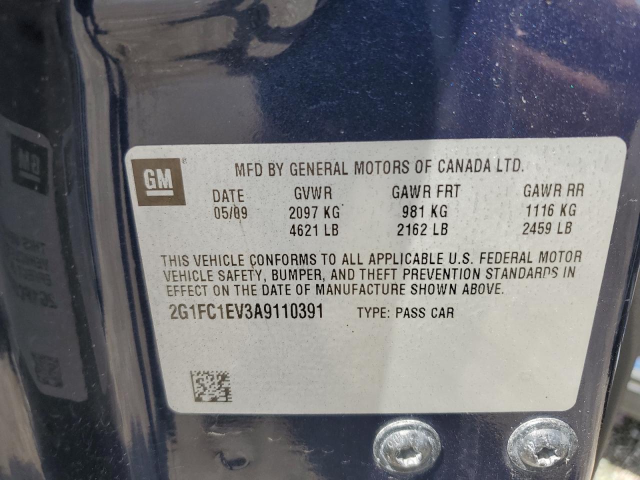 2010 Chevrolet Camaro Lt VIN: 2G1FC1EV3A9110391 Lot: 67637335