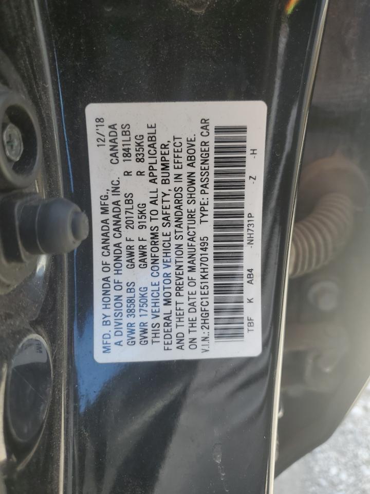 2019 Honda Civic Si VIN: 2HGFC1E51KH701495 Lot: 69869185