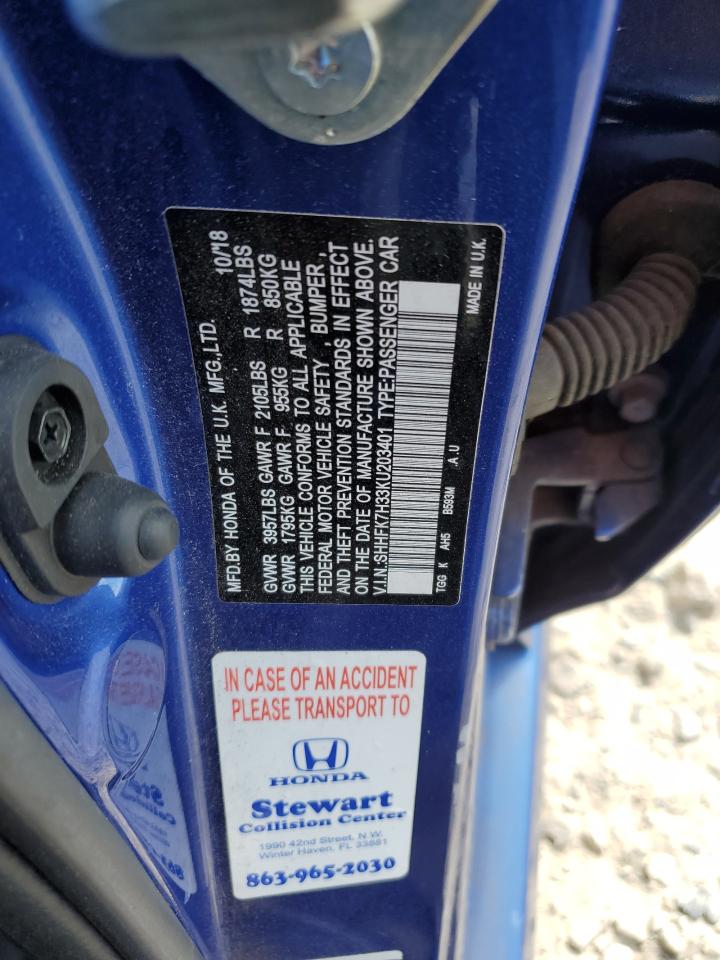 2019 Honda Civic Lx VIN: SHHFK7H33KU203401 Lot: 70546735