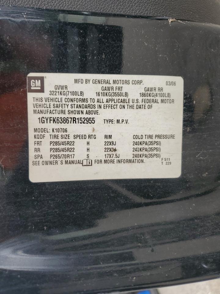 2007 Cadillac Escalade Luxury VIN: 1GYFK63867R152955 Lot: 68583865