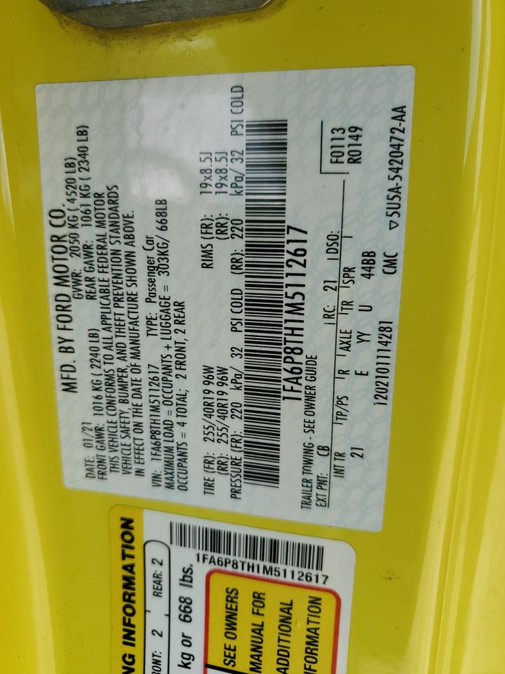 2021 Ford Mustang VIN: 1FA6P8TH1M5112617 Lot: 67088495