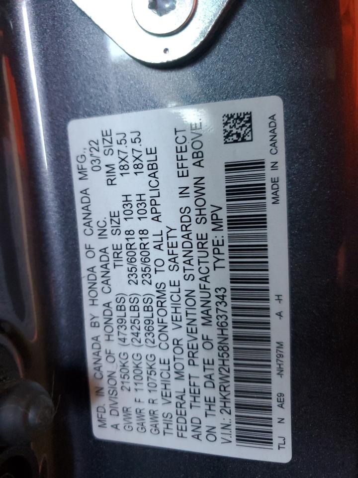 2022 Honda Cr-V Ex VIN: 2HKRW2H58NH637343 Lot: 68506925