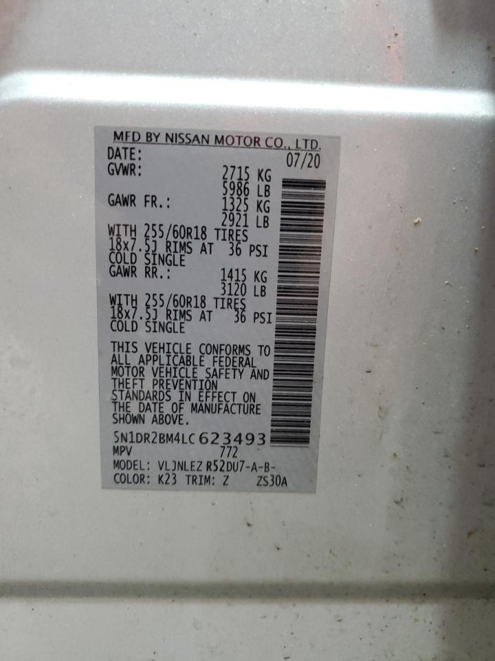 2020 Nissan Pathfinder Sv VIN: 5N1DR2BM4LC623493 Lot: 67711225