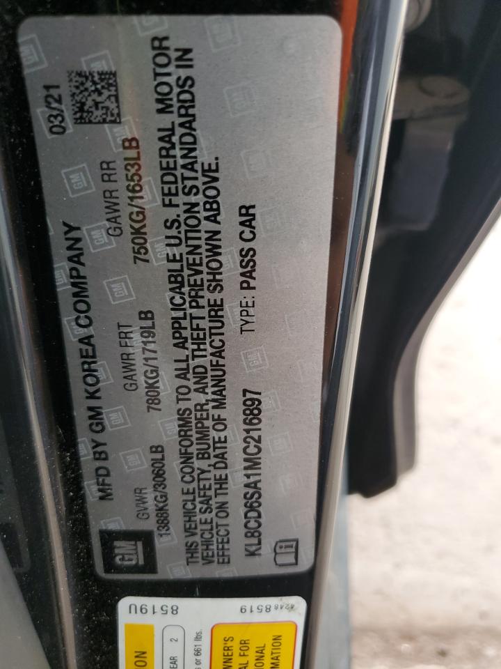 2021 Chevrolet Spark 1Lt VIN: KL8CD6SA1MC216897 Lot: 70274005