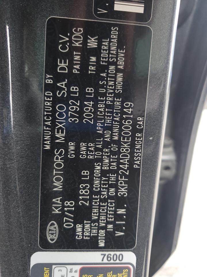 2019 Kia Forte Fe VIN: 3KPF24AD8KE006149 Lot: 68955455