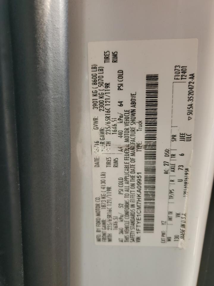 2017 Ford Transit T-150 VIN: 1FTYE1CM7HKA09951 Lot: 84222845