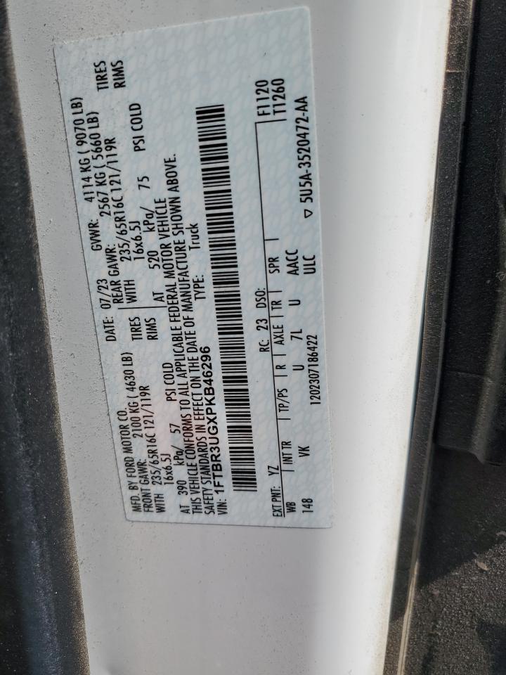 2023 Ford Transit T-250 VIN: 1FTBR3UGXPKB46296 Lot: 68323585