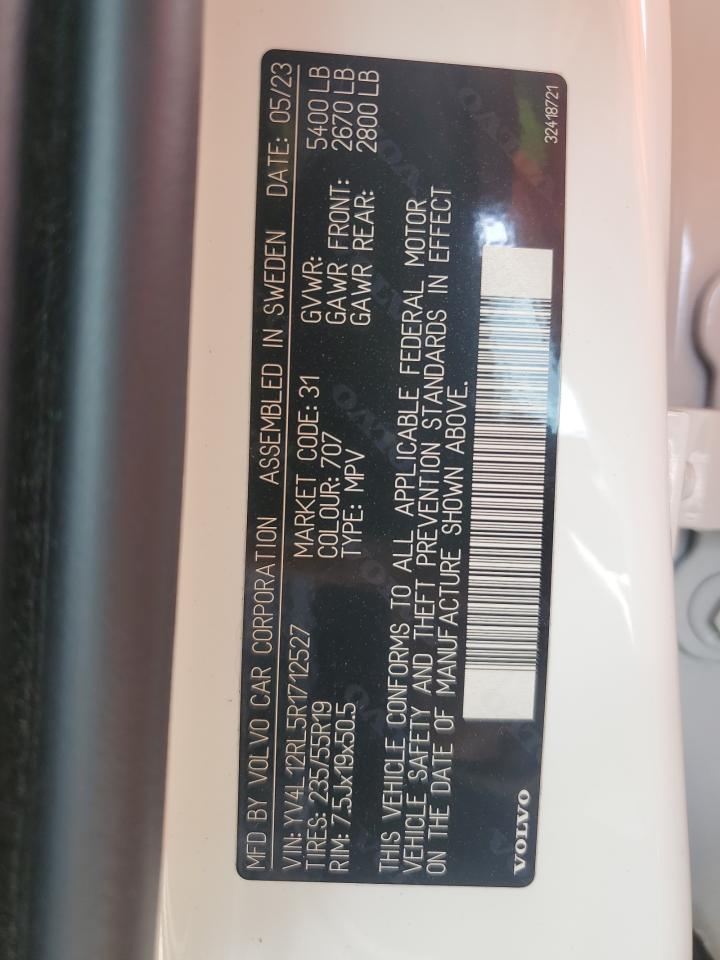 2024 Volvo Xc60 Plus VIN: YV4L12RL5R1712527 Lot: 68167445