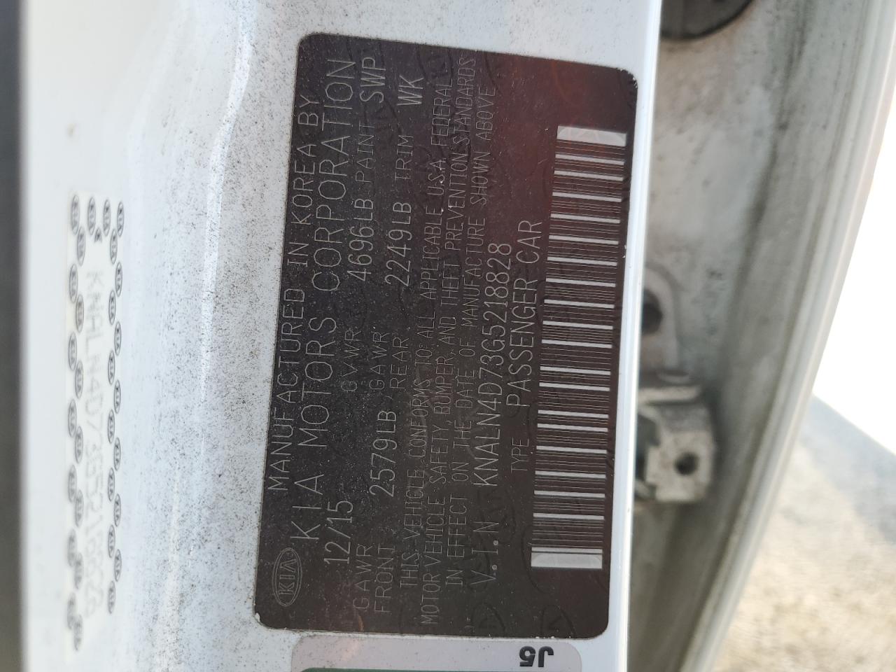 2016 Kia Cadenza Luxury VIN: KNALN4D73G5218828 Lot: 70471005