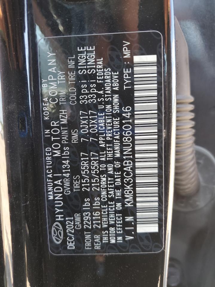 2022 Hyundai Kona Sel VIN: KM8K3CAB1NU860146 Lot: 67402235