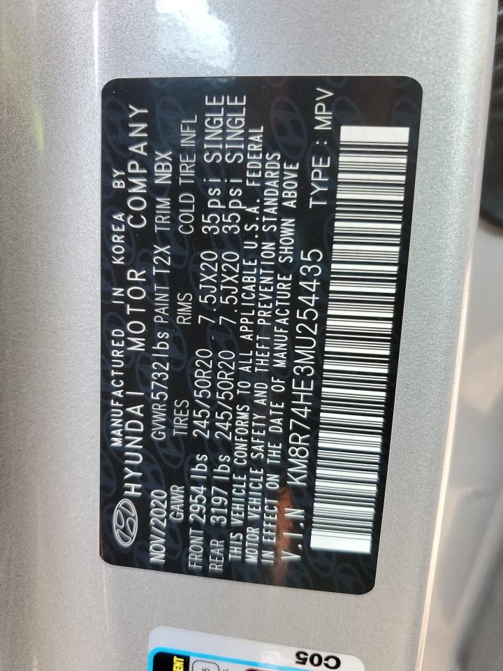 2021 Hyundai Palisade Calligraphy VIN: KM8R74HE3MU254435 Lot: 70386625