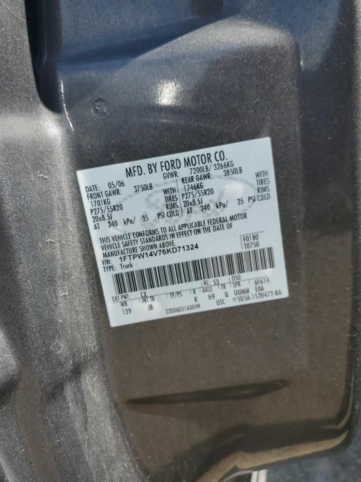 2006 Ford F150 Supercrew VIN: 1FTPW14V76KD71324 Lot: 82163065