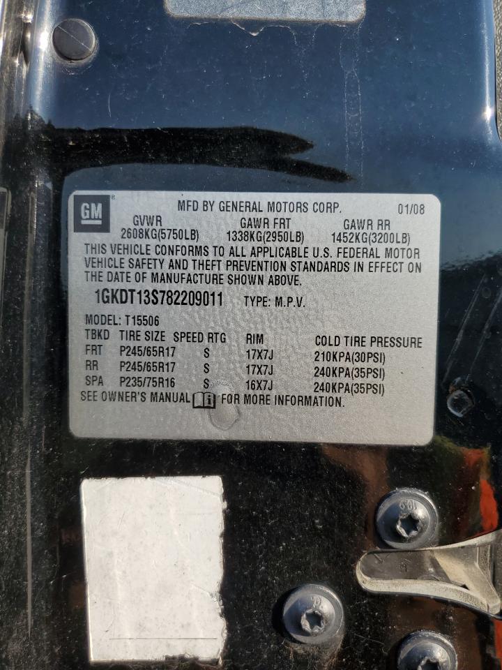 2008 GMC Envoy VIN: 1GKDT13S782209011 Lot: 69326505