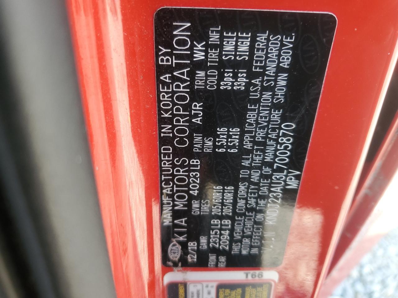 2020 Kia Soul Lx VIN: KNDJ23AU3L7005870 Lot: 69542815