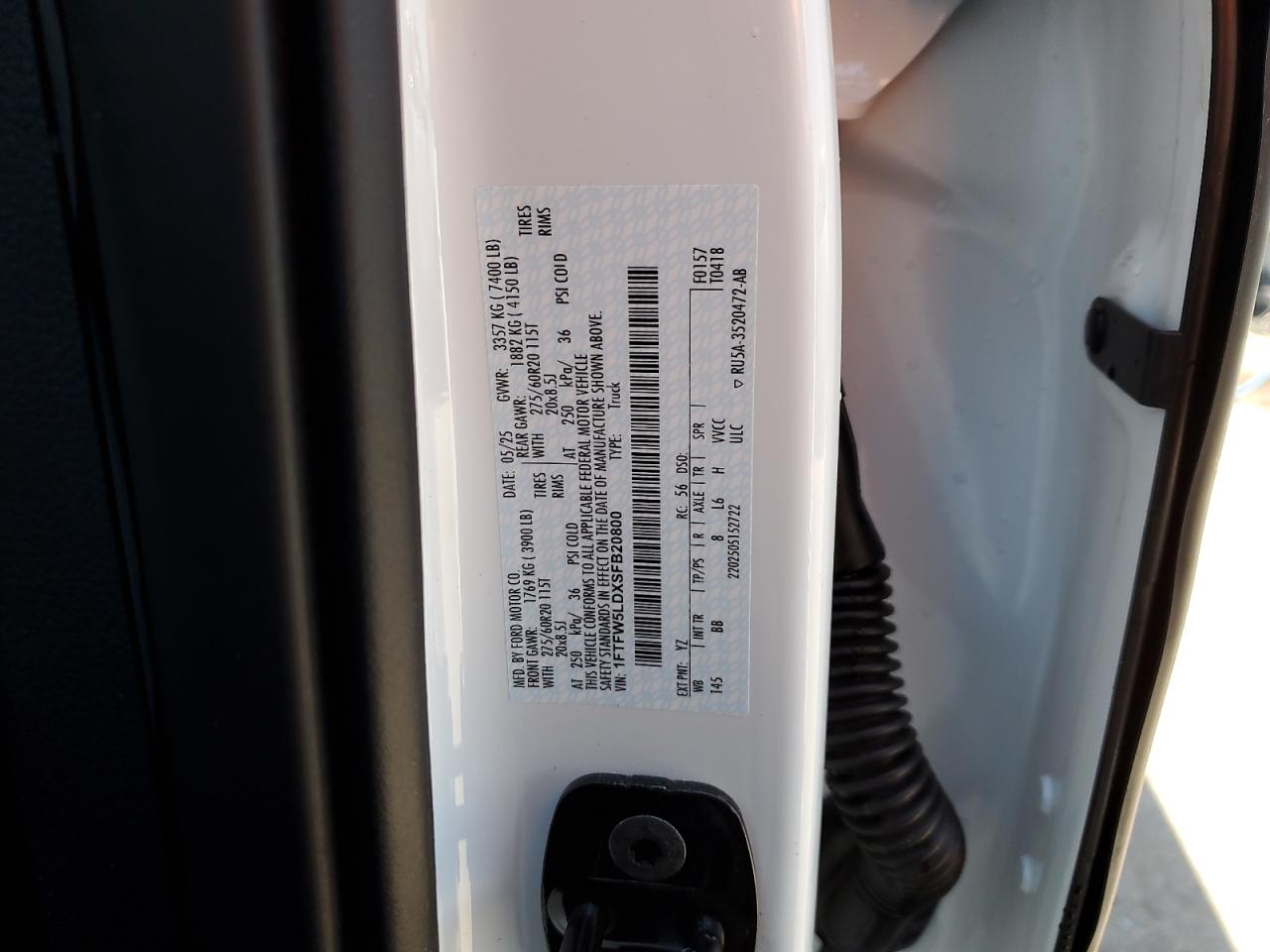 2025 Ford F150 Lariat VIN: 1FTFW5LDXSFB20800 Lot: 67477545