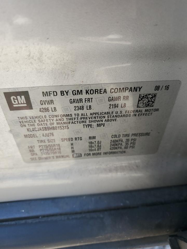 2017 Buick Encore Preferred VIN: KL4CJASB9HB015315 Lot: 70744265