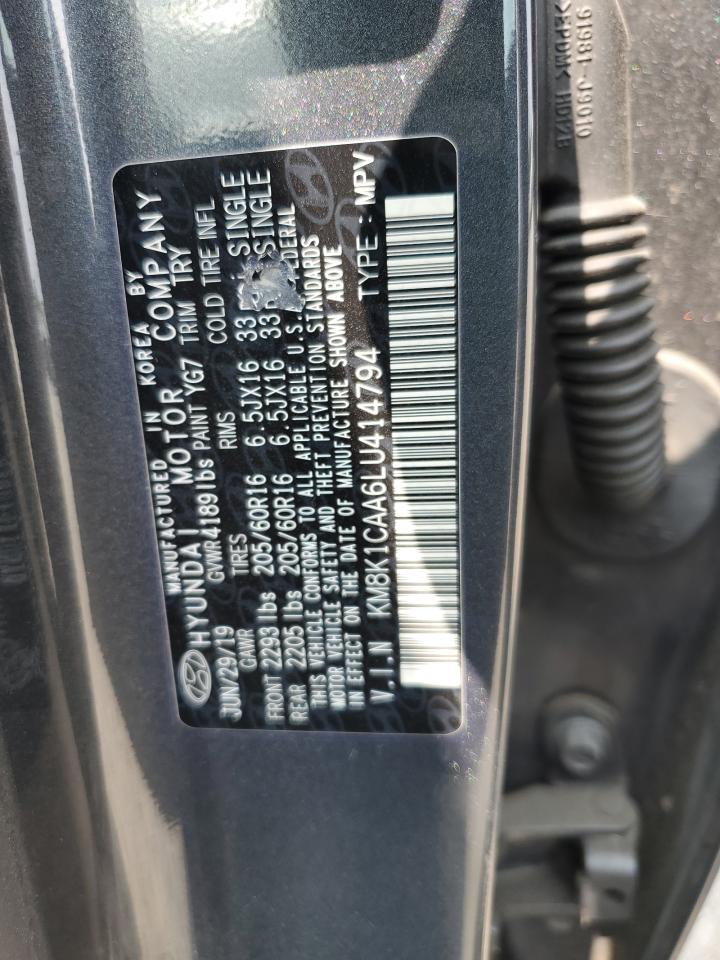 2020 Hyundai Kona Se VIN: KM8K1CAA6LU414794 Lot: 65396425