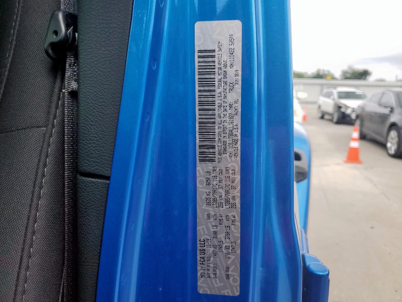 2020 Jeep Gladiator Rubicon VIN: 1C6JJTBG4LL161927 Lot: 71211695