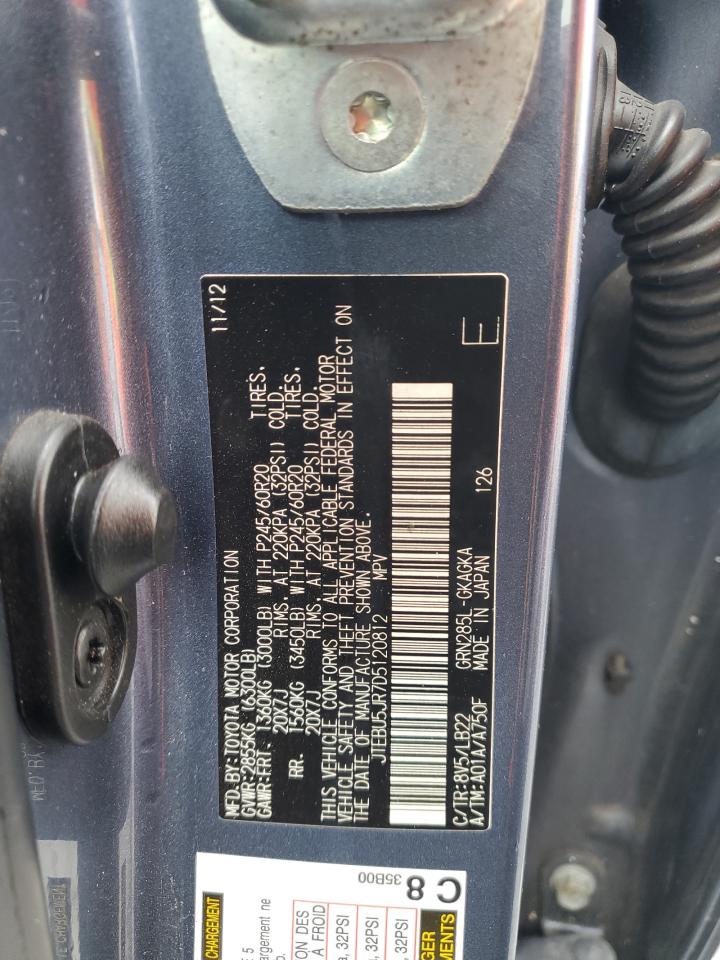 2013 Toyota 4Runner Sr5 VIN: JTEBU5JR7D5120812 Lot: 67594665