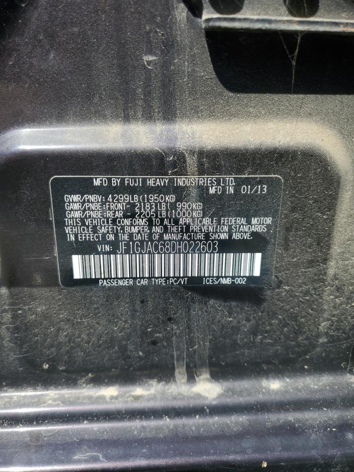 2013 Subaru Impreza Premium VIN: JF1GJAC68DH022603 Lot: 68622485