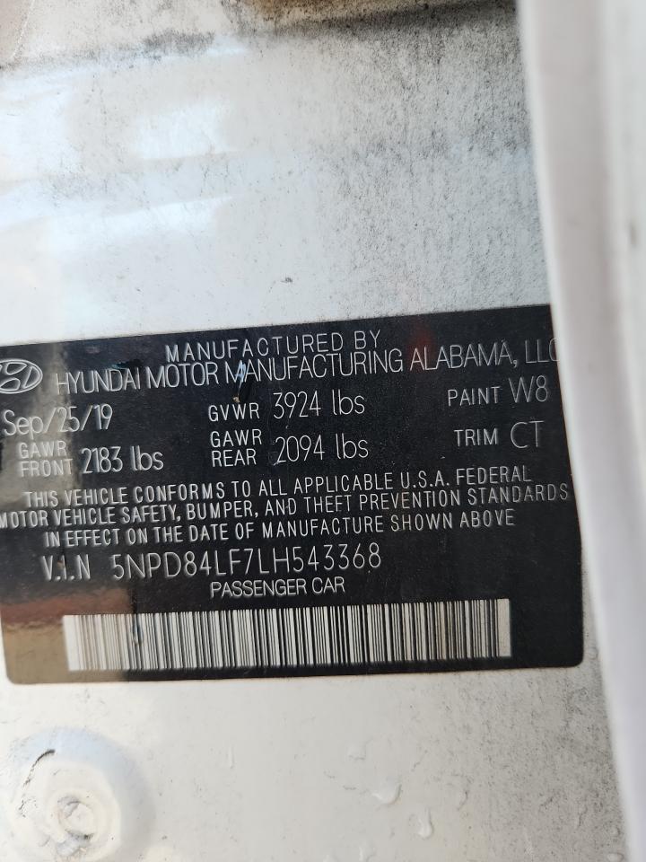 2020 Hyundai Elantra Sel VIN: 5NPD84LF7LH543368 Lot: 70021775